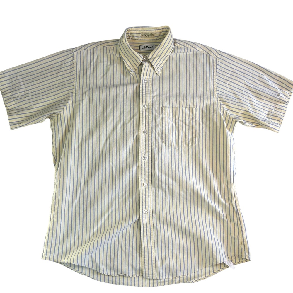 L.L. Bean Preppy Striped Oxford Button Down Shirt 16.5 Coastal Father Vintage